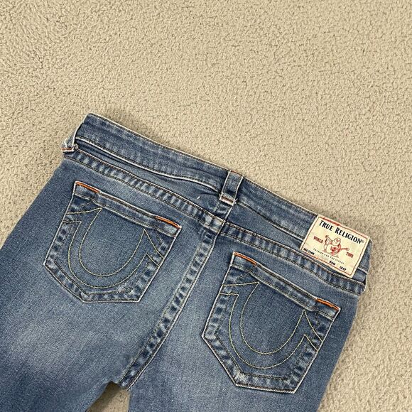 True Religion Becca Mid Rise Bootcut Jeans Women 31 Distressed Stretch Denim - Picture 7 of 14